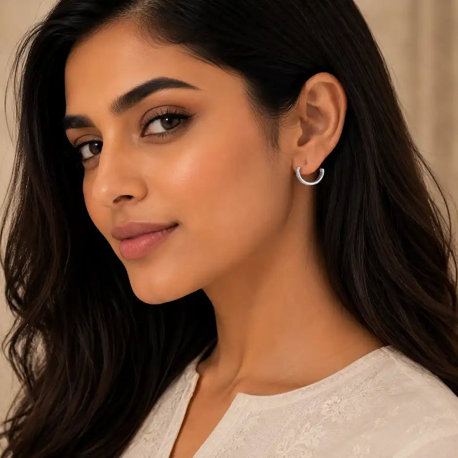 Polished Silver Hoop Earrings