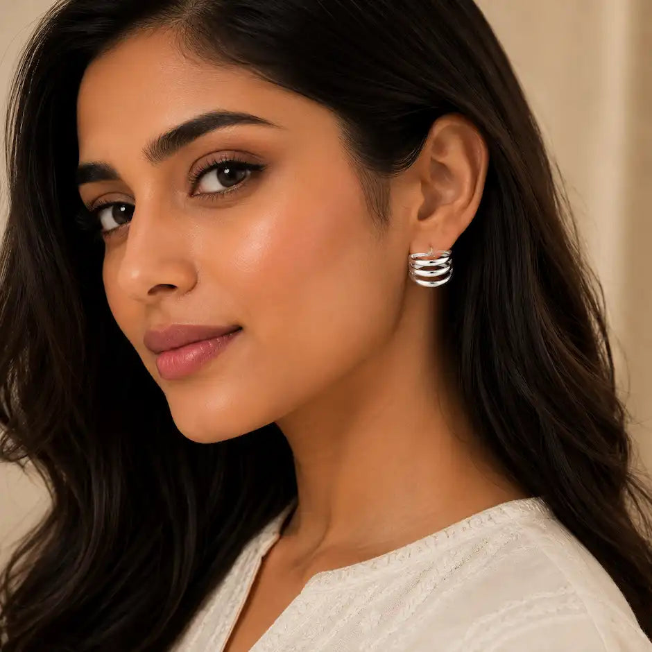 Polished Silver Sphere Stud Earrings