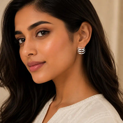 Polished Silver Sphere Stud Earrings