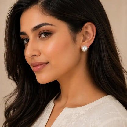 Classic White Pearl Stud Earrings