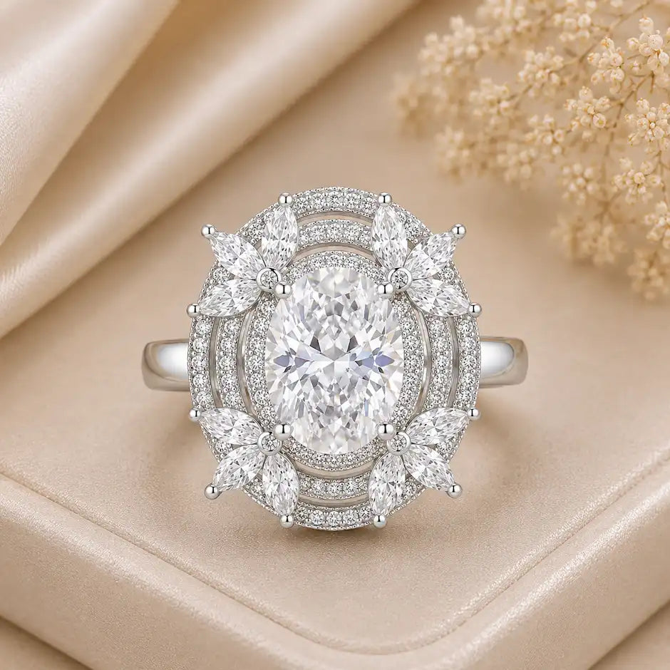 Blossom Halo Zircon Ring