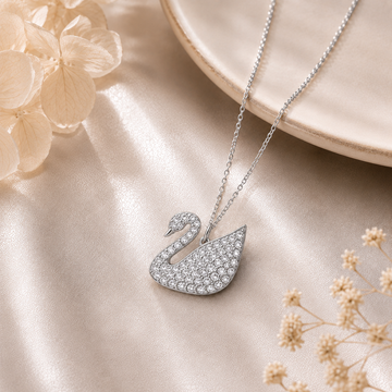 Elegant Swan Crystal Pendant Necklace