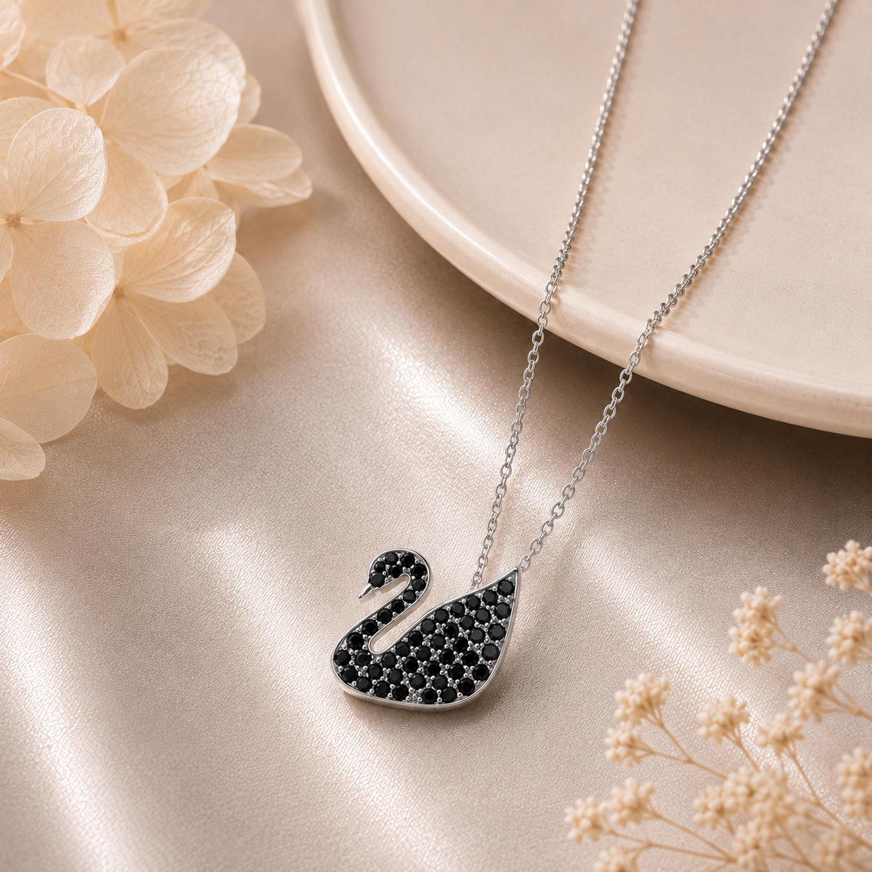 Elegant Swan Crystal Pendant Necklace
