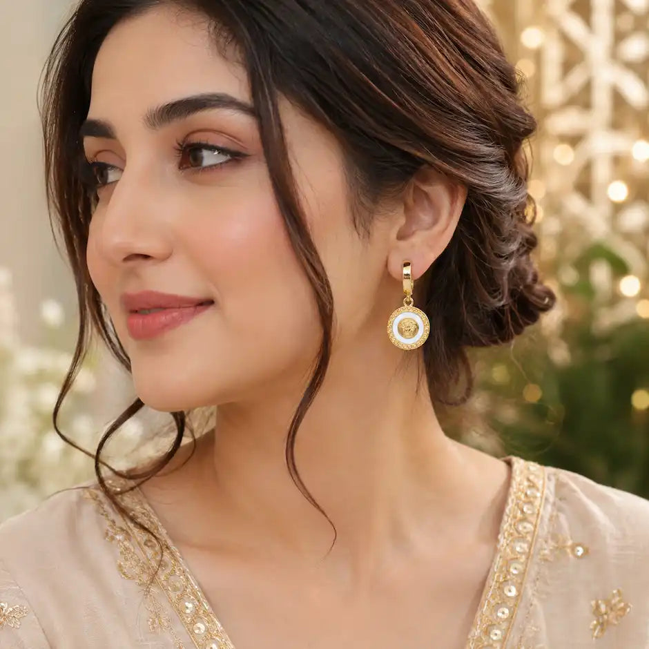 Luxury Medallion Hoop Drop Earrings