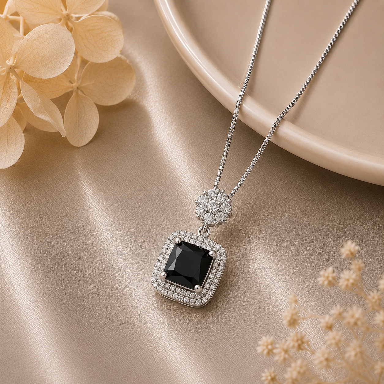 Midnight Bloom Pendant Necklace