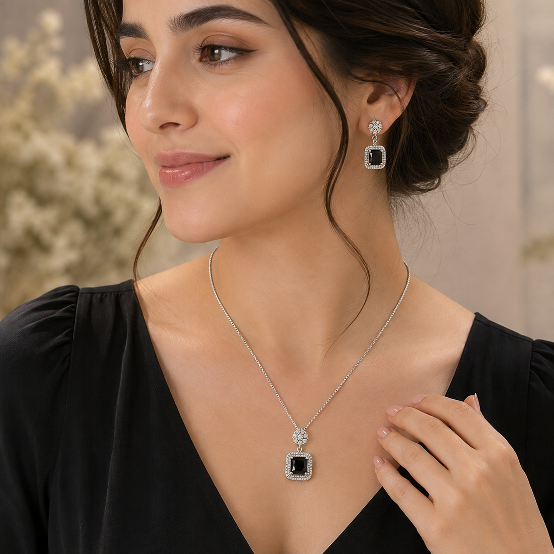 Midnight Bloom Pendant Necklace