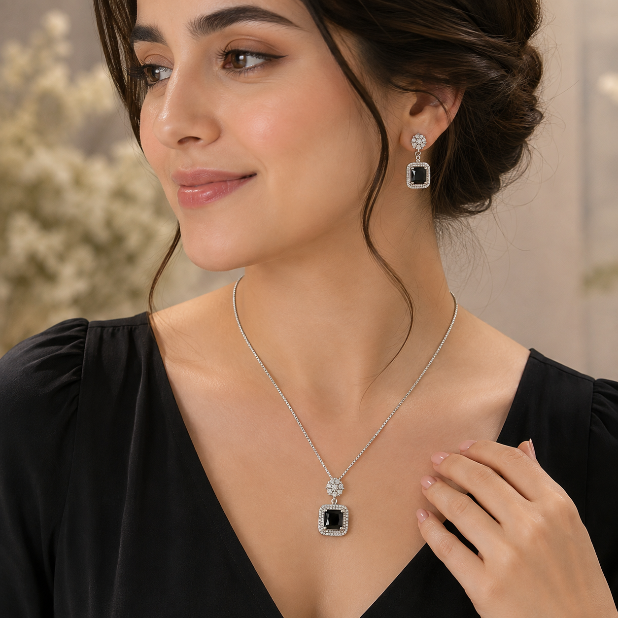 Midnight Bloom Pendant Necklace
