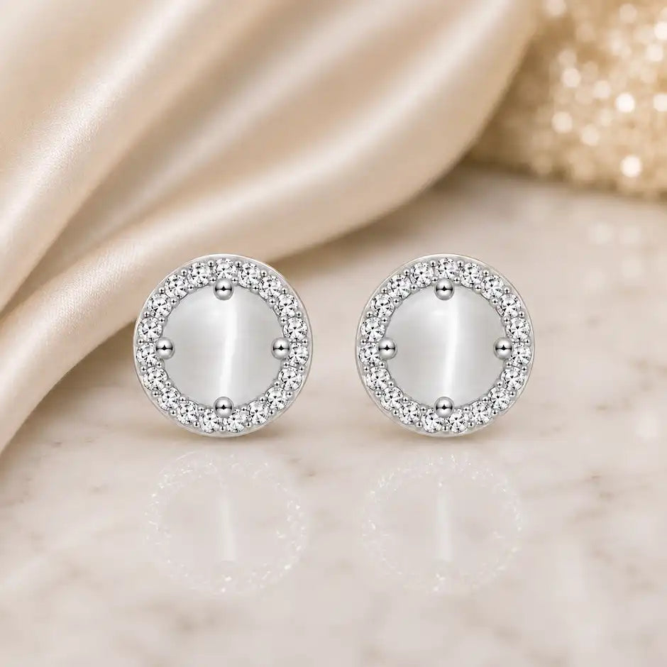 Luna Halo Crystal Stud Earrings