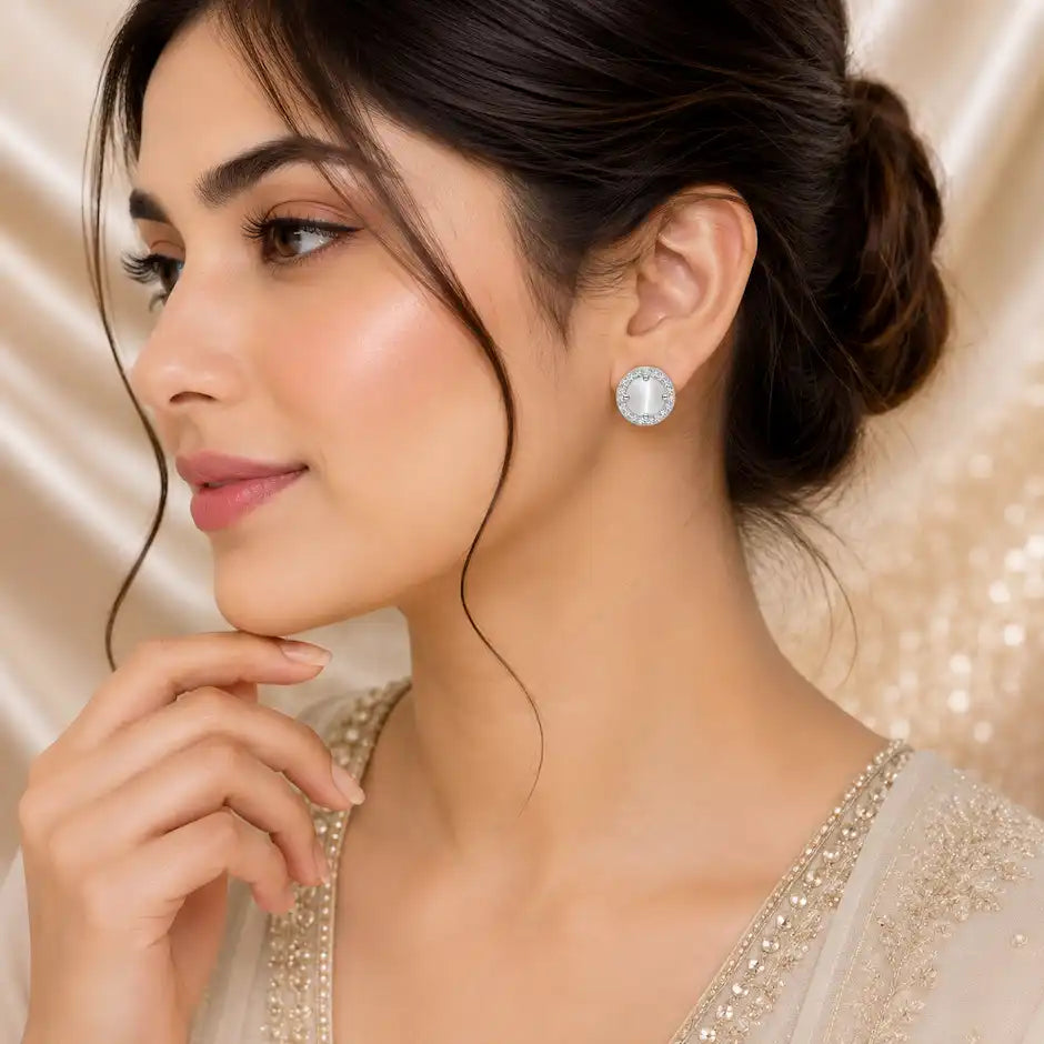 Luna Halo Crystal Stud Earrings