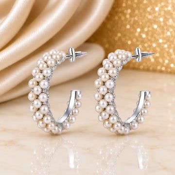 Elegant Pearl Hoop Earrings
