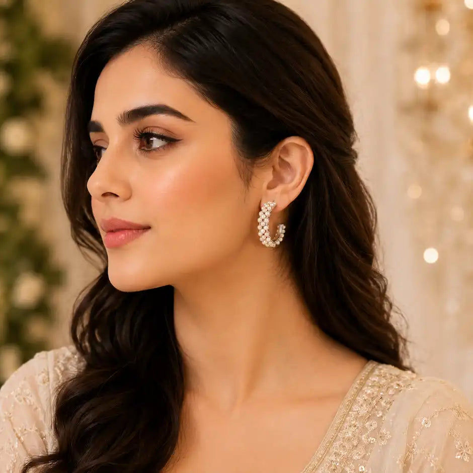 Elegant Pearl Hoop Earrings