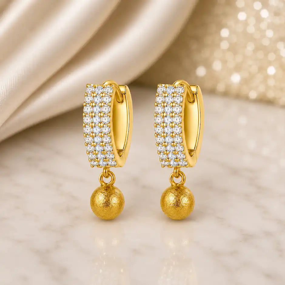 Elegant Crystal Ball Drop Hoop Earrings