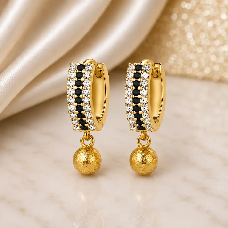 Elegant Crystal Ball Drop Hoop Earrings