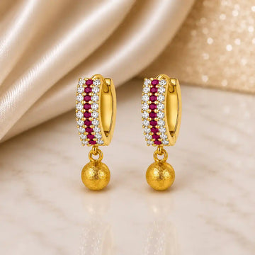 Elegant Crystal Ball Drop Hoop Earrings