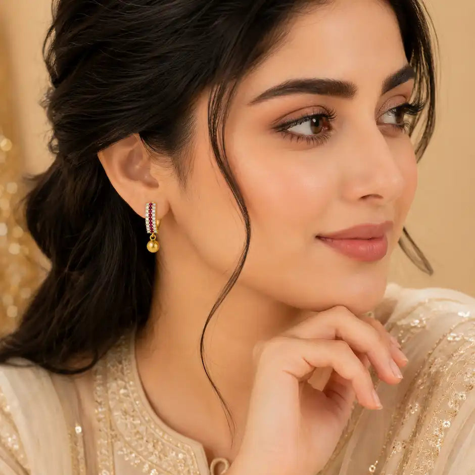 Elegant Crystal Ball Drop Hoop Earrings