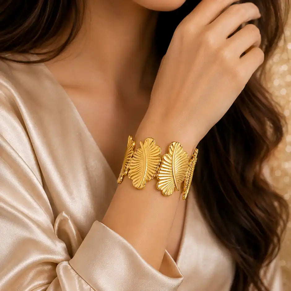 Golden Leaf Luxe Cuff Bracelet