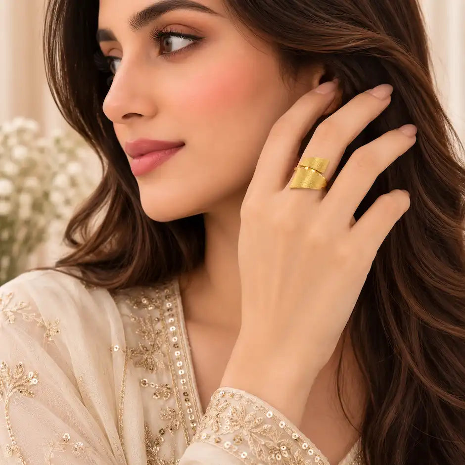 Aurora Gold Textured Statement Ring