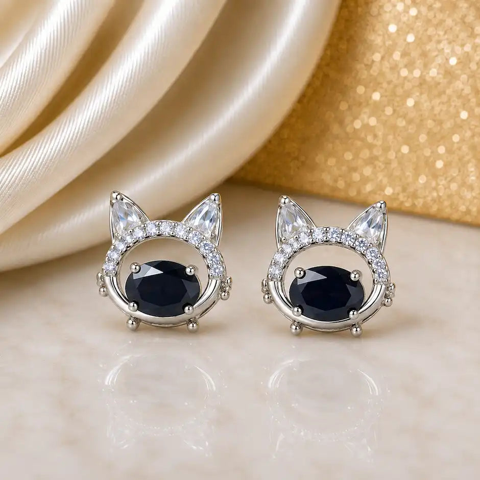 Kitty Spark Pink Crystal Stud Earrings
