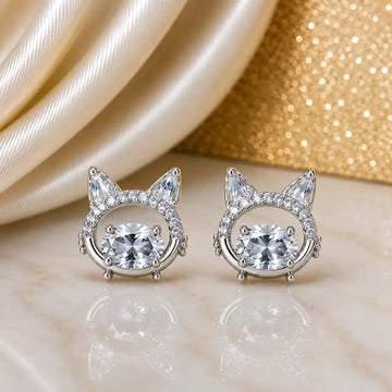Kitty Spark Pink Crystal Stud Earrings