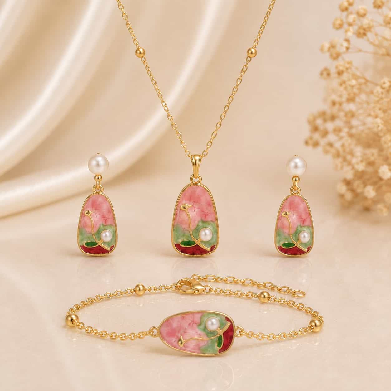 Blush Blossom Pearl Jewelry Set