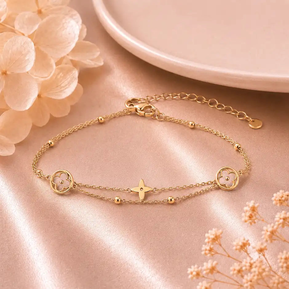 Golden Bloom Double-Layer Bracelet