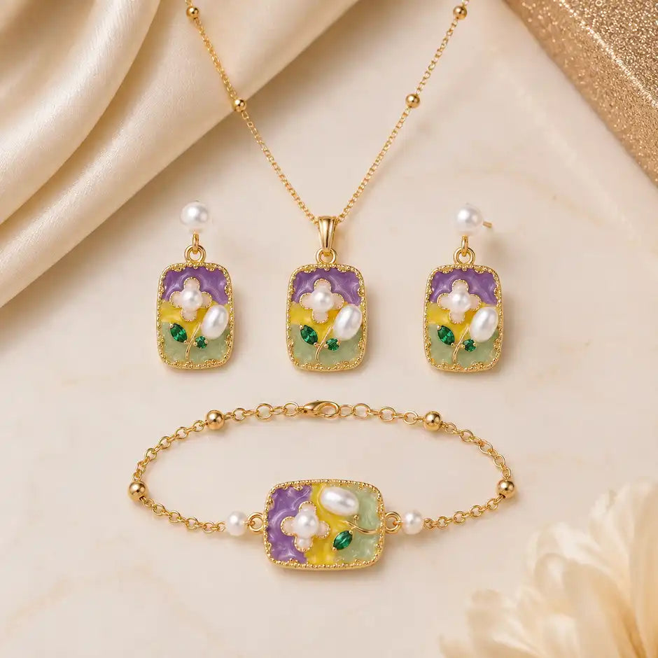 Enchanted Bloom Pearl Jewelry Set