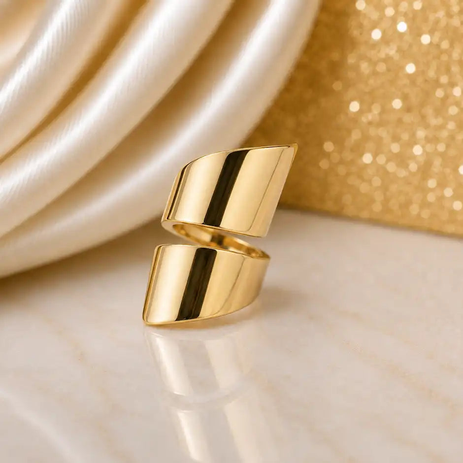 Golden Wave Statement Ring