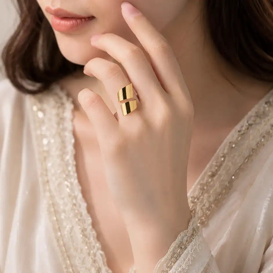 Golden Wave Statement Ring