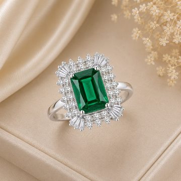 Emerald Majesty Halo Ring