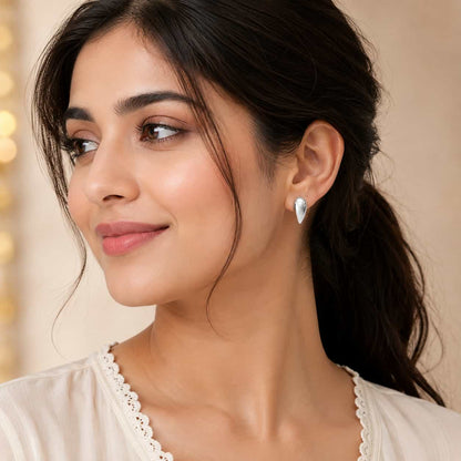Floral Twist Silver Hoop Earrings