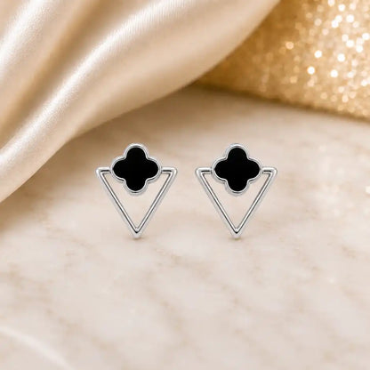Noir Clover Triangle Earrings