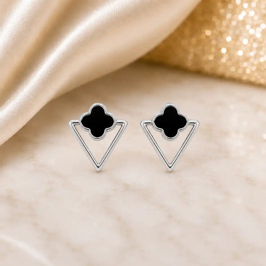 Noir Clover Triangle Earrings