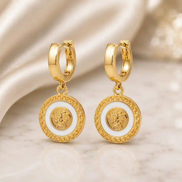 Luxury Medallion Hoop Drop Earrings