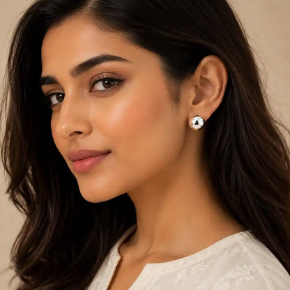Polished Silver Sphere Stud Earrings