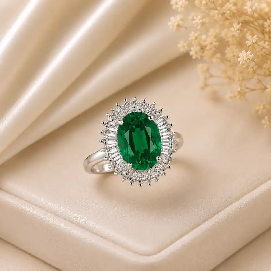 Midnight Halo Oval Zircon Statement Ring