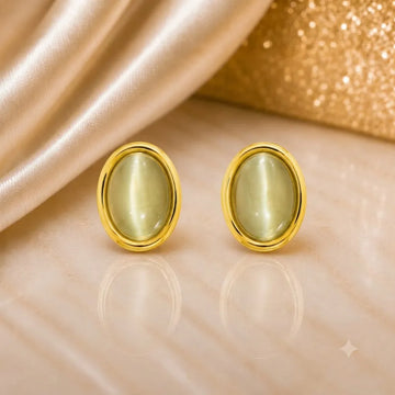 Chrysoberyl Cat’s Eye Gold Stud Earrings