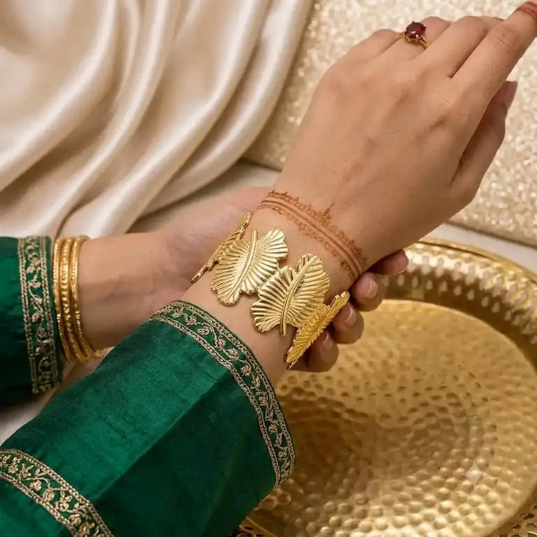 Golden Feather Embrace Cuff