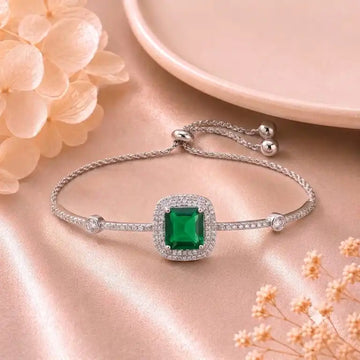 Emerald Halo Adjustable Bracelet