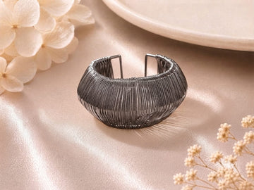Luna Silver Textured Cuff Bracelet