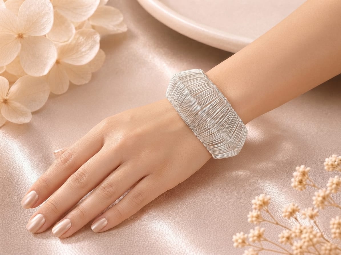 Luna Silver Textured Cuff Bracelet