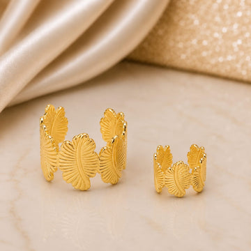 Golden Feather Harmony Bracelet Set