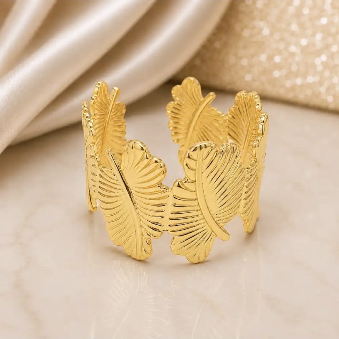Golden Feather Embrace Cuff
