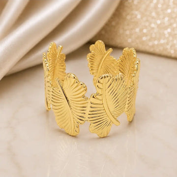 Golden Feather Embrace Cuff