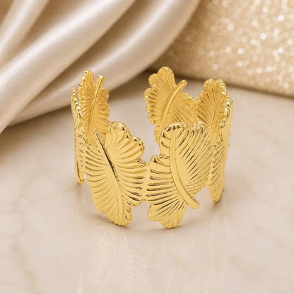 Golden Feather Embrace Cuff
