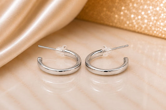 Polished Silver Hoop Earrings
