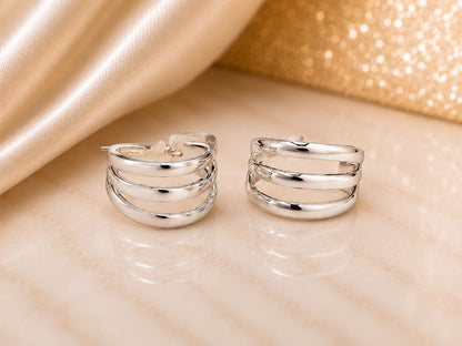 Polished Silver Sphere Stud Earrings