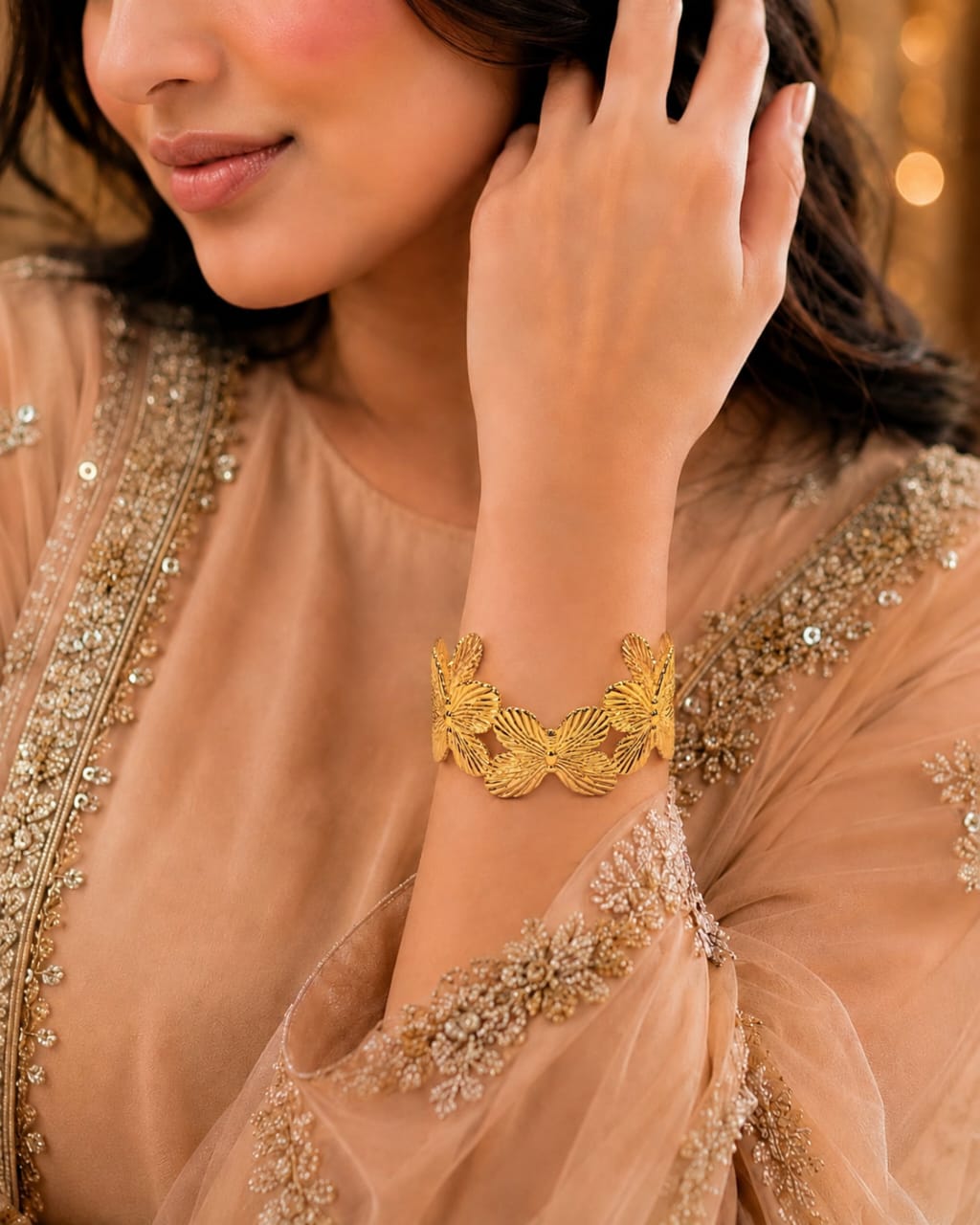 Golden Butterfly Garden Cuff